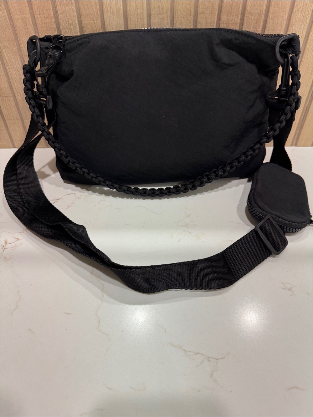 Source Unknown Black Braided-Strap Crossbody Bag